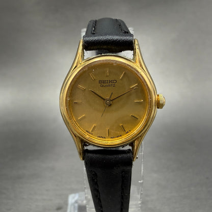 Seiko Watch Women 20mm Gold Dial Gold Tone Round 1N01-0E19 New Battery Vintage 30