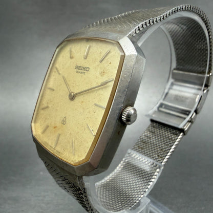 Seiko Tank Watch Men 29mm Champagne Dial Silver Tone Rectangle 7820 PARTS3