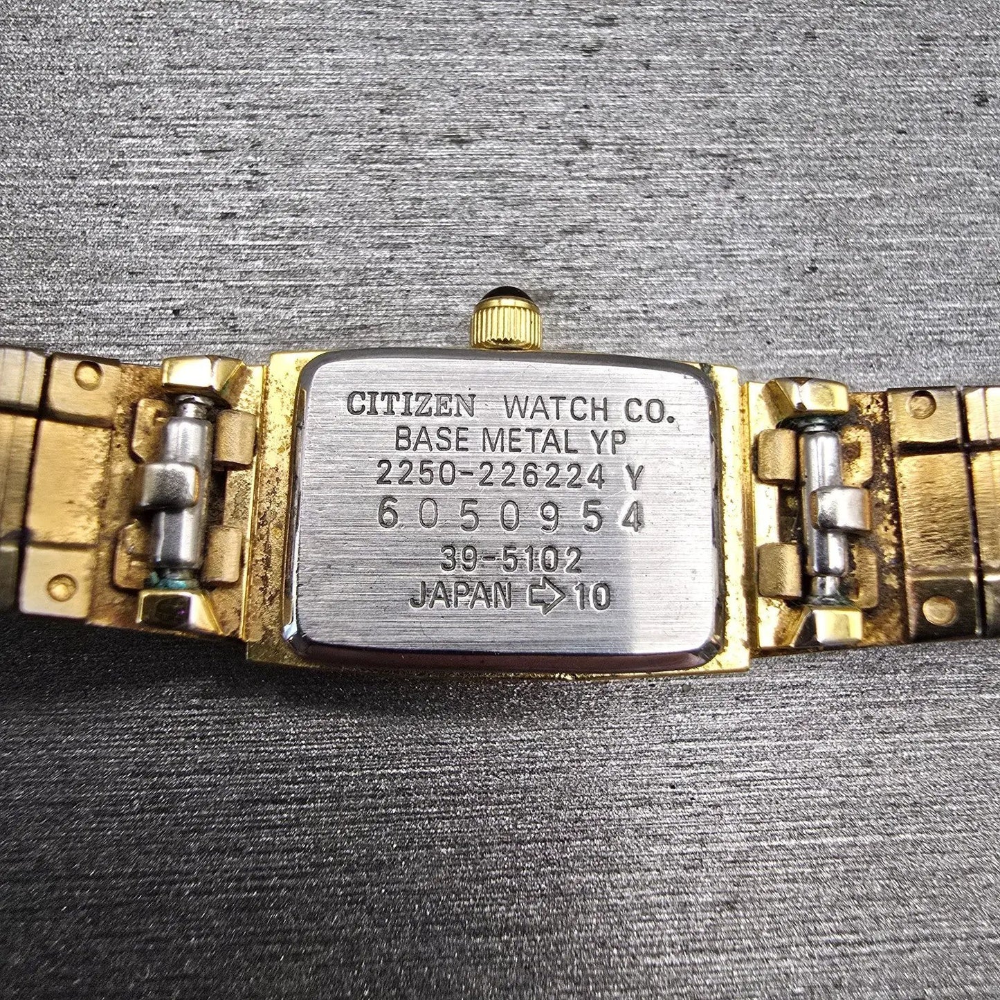 Citizen CQ Watch Women 12mm Black Dial Gold Tone Rectangle 2250-226224 New Batt10