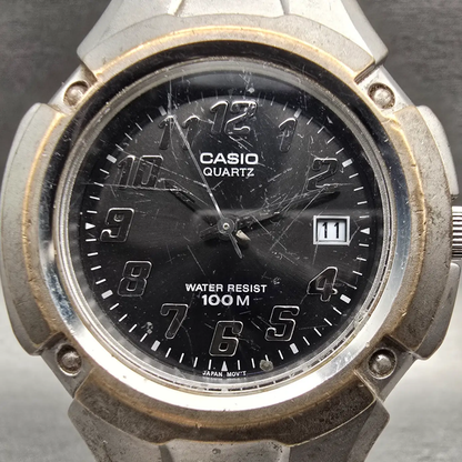 Casio MTP-3036 Watch Men 41mm Black Dial Silver Tone Date Round VTG New Battery1