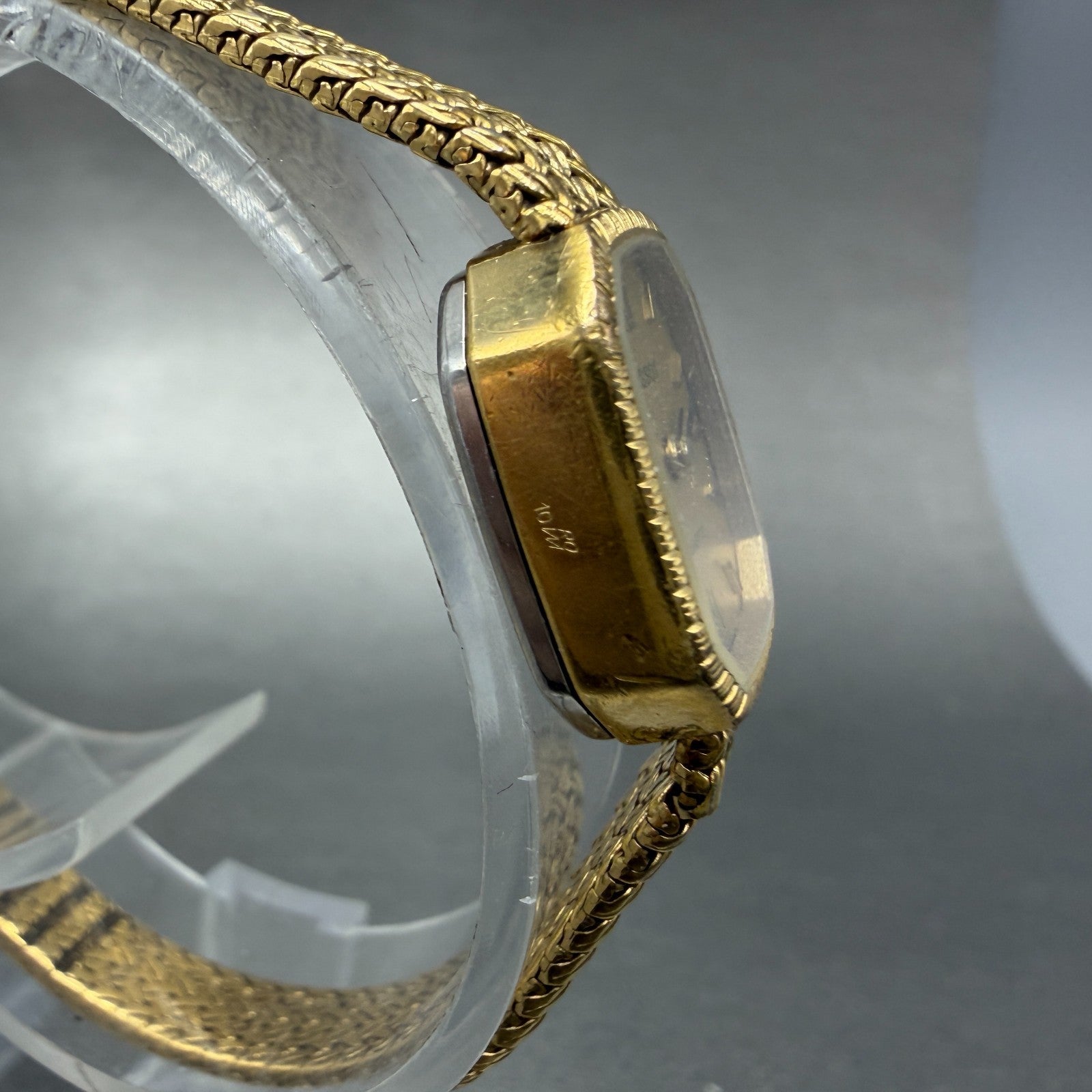 Tissot Watch Women 16mm Gold Dial Gold Plated Octagon mesh Band PARTS4