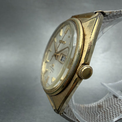 Seiko Lordmatic Watch Men 36mm Silver Dial Gold Tone Daydate 5606-7000 Runs VTG2