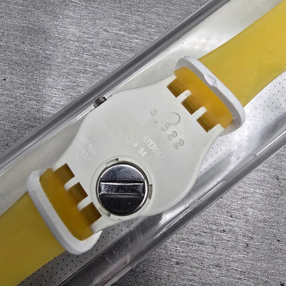 Swatch Lady Banana Watch Women 24mm Blue Dial White Case Round LW106 New Battery6