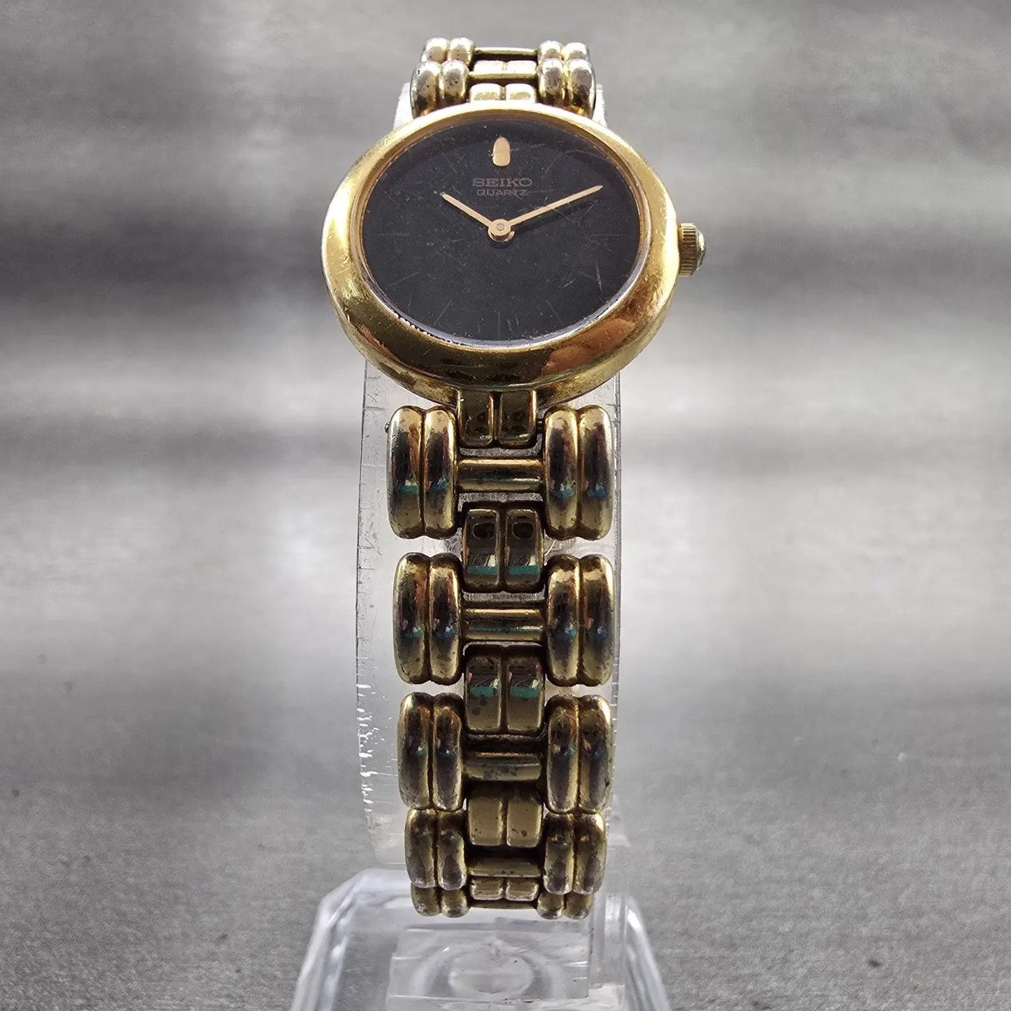 Seiko Watch Women 21mm Black Dial Gold Tone Round 4N00-0858 New Battery Vintage5