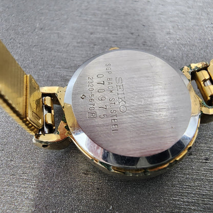 Seiko Watch Women 23mm Brown Dial Gold Tone Oval 23205670 New Battery VTG9