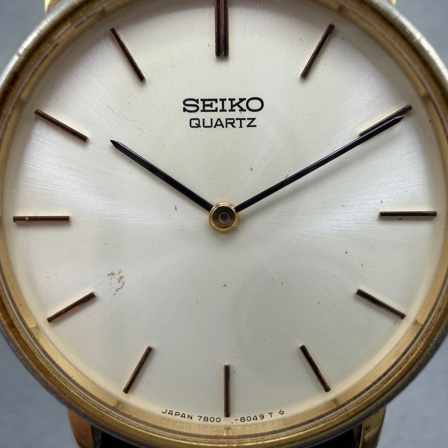 Seiko Watch Men 32mm White Dial Gold Tone Round 7800-8019 New Battery Vintage GH1