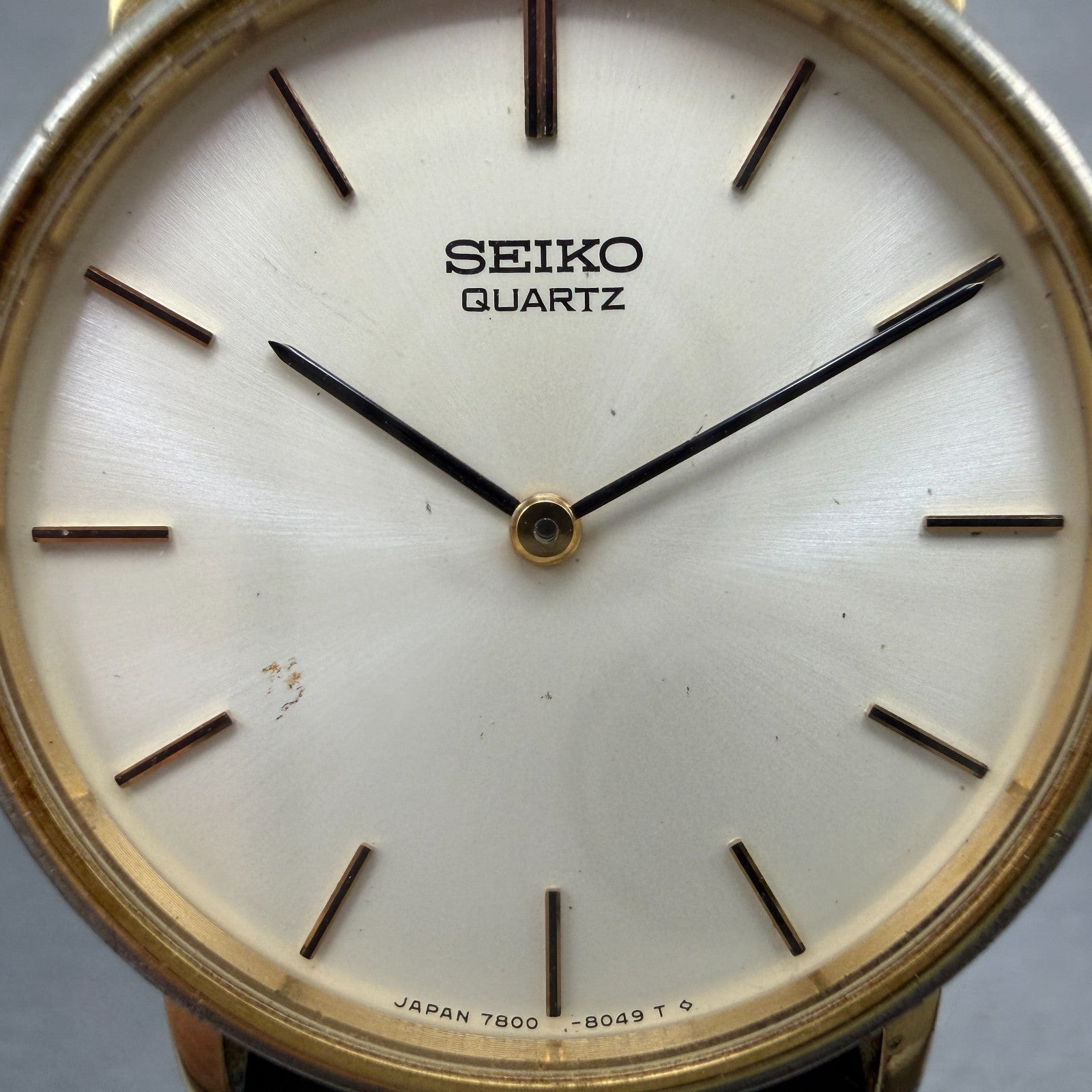 Seiko Watch Men 32mm White Dial Gold Tone Round 7800-8019 New Battery Vintage GH1