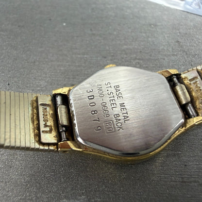Seiko Watch Women 18mm Champagne Dial Gold Tone Round 4n00-0669 New Battery P2159