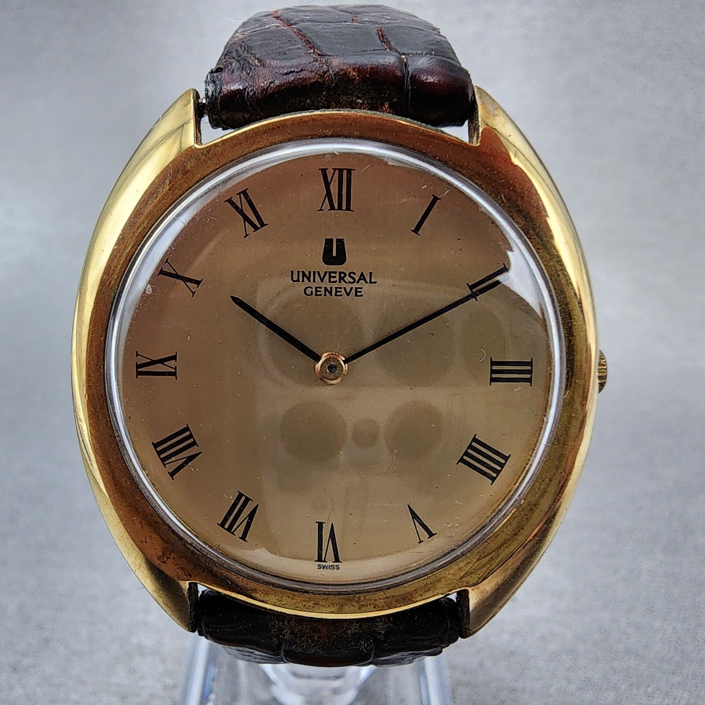Universal Geneve Watch Men 36mm Champagne Dial Gold Tone Round 542111 Runs