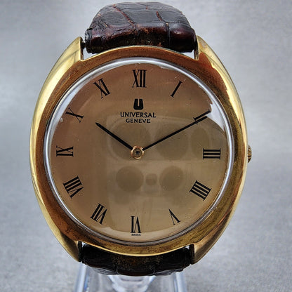 Universal Geneve Watch Men 36mm Champagne Dial Gold Tone Round 542111 Runs