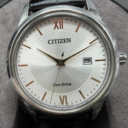 Citizen Eco-Drive Watch Men 40mm Silver Dial Silver Tone Date AW1236-03A Runs1