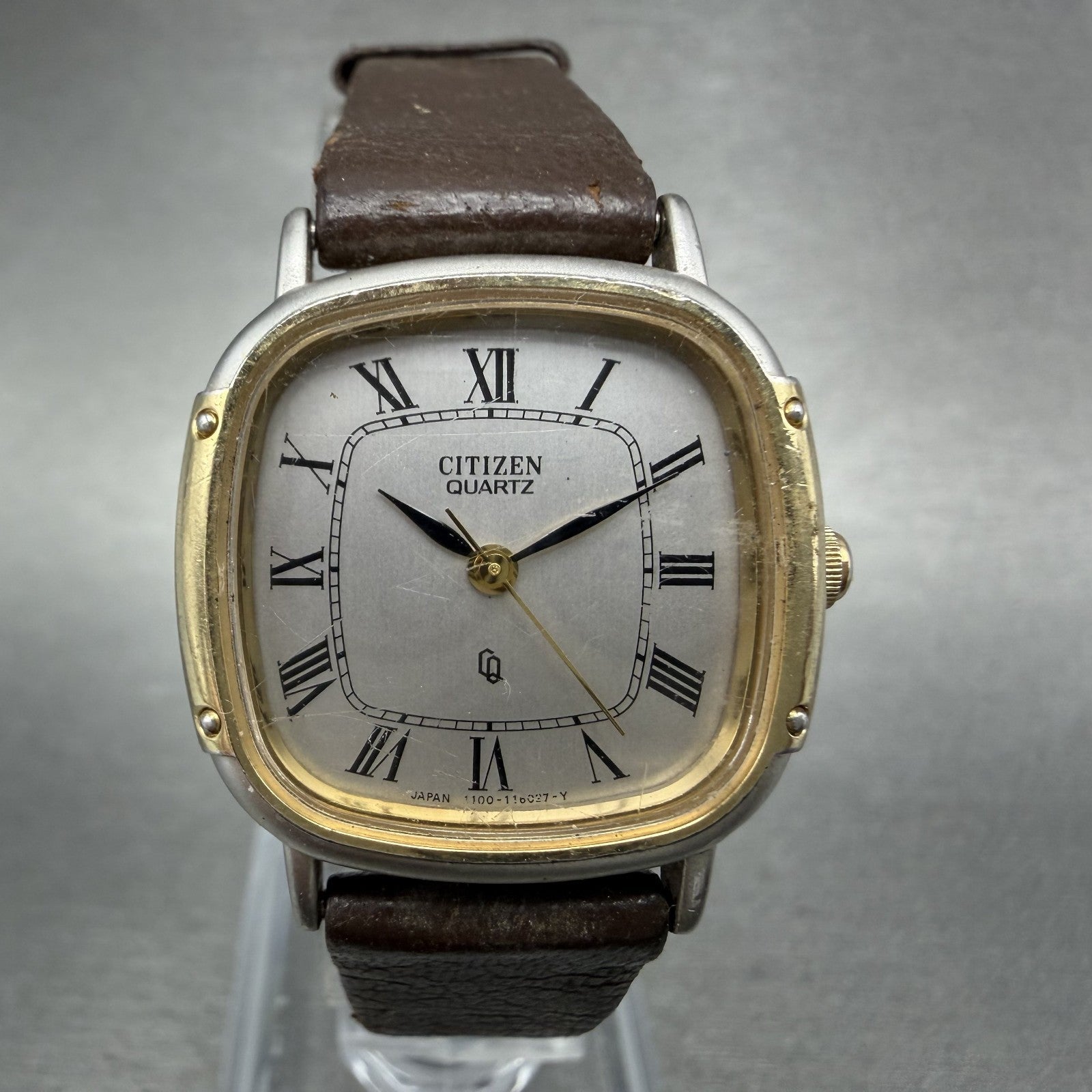 Citizen CQ Watch Women 25mm Silver Dial Two Tone Rectangle 1100108736 New Batt0