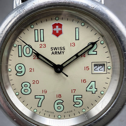 Victorinox Swiss Army Calvary Watch Men 37mm Cream Dial Silver Tone Date PARTSTS2