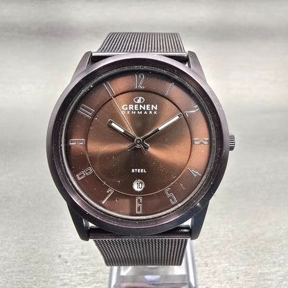 Skagen Grenen Watch Men 38mm Brown Dial Brown Tone Date M-24XLDDD New Battery0