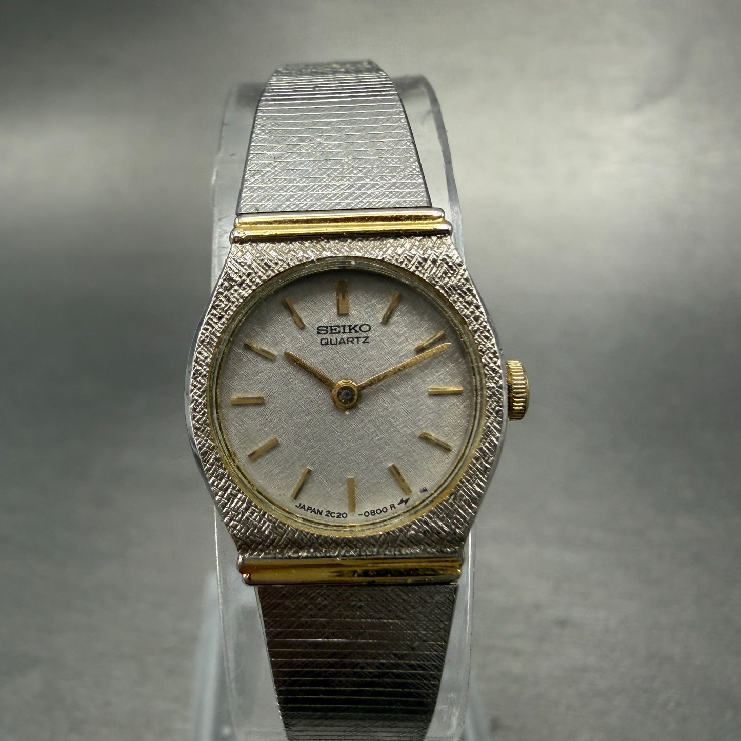 Seiko Watch Women 16mm Silver Dial Two Tone Round 2C20-0259 New Battery Vintage0