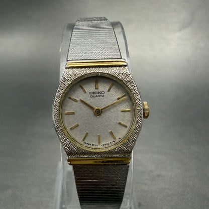 Seiko Watch Women 16mm Silver Dial Two Tone Round 2C20-0259 New Battery Vintage0
