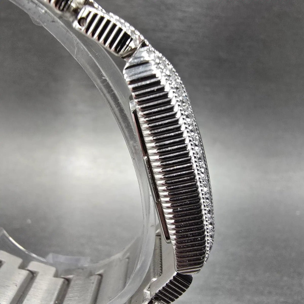 Judith Ripka Tank Watch Women 25mm MOP Dial Silver Tone Crystal Bezel New Batt3