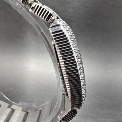Judith Ripka Tank Watch Women 25mm MOP Dial Silver Tone Crystal Bezel New Batt3
