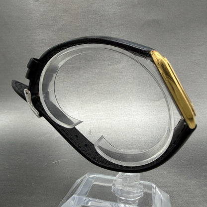 Seiko Watch Men 28mm Black Dial Gold Tone Rectangle 9021-5170 New Battery VTG8