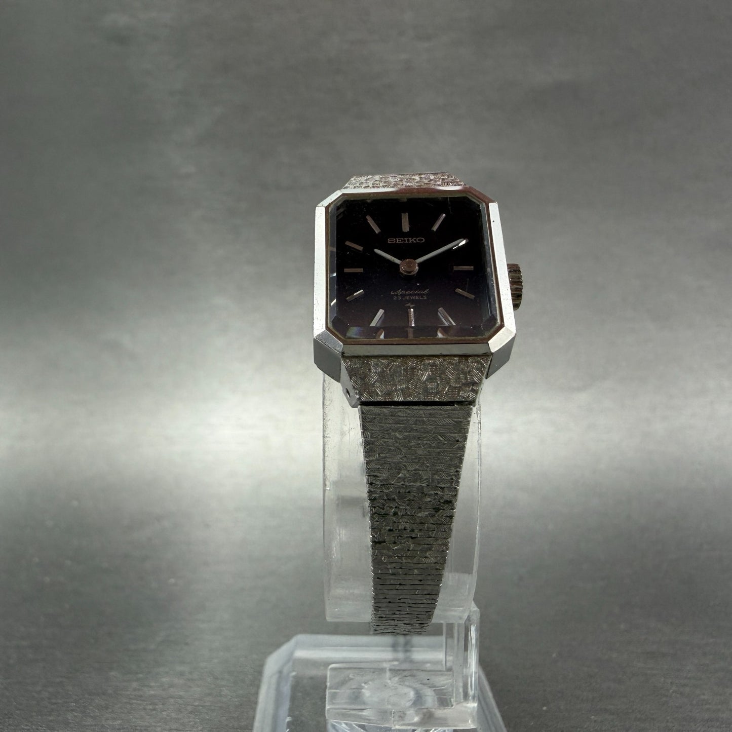 Seiko Special Tank Watch Women 18mm Blue Dial Silver Tone Manual 1140-3170 Runs5