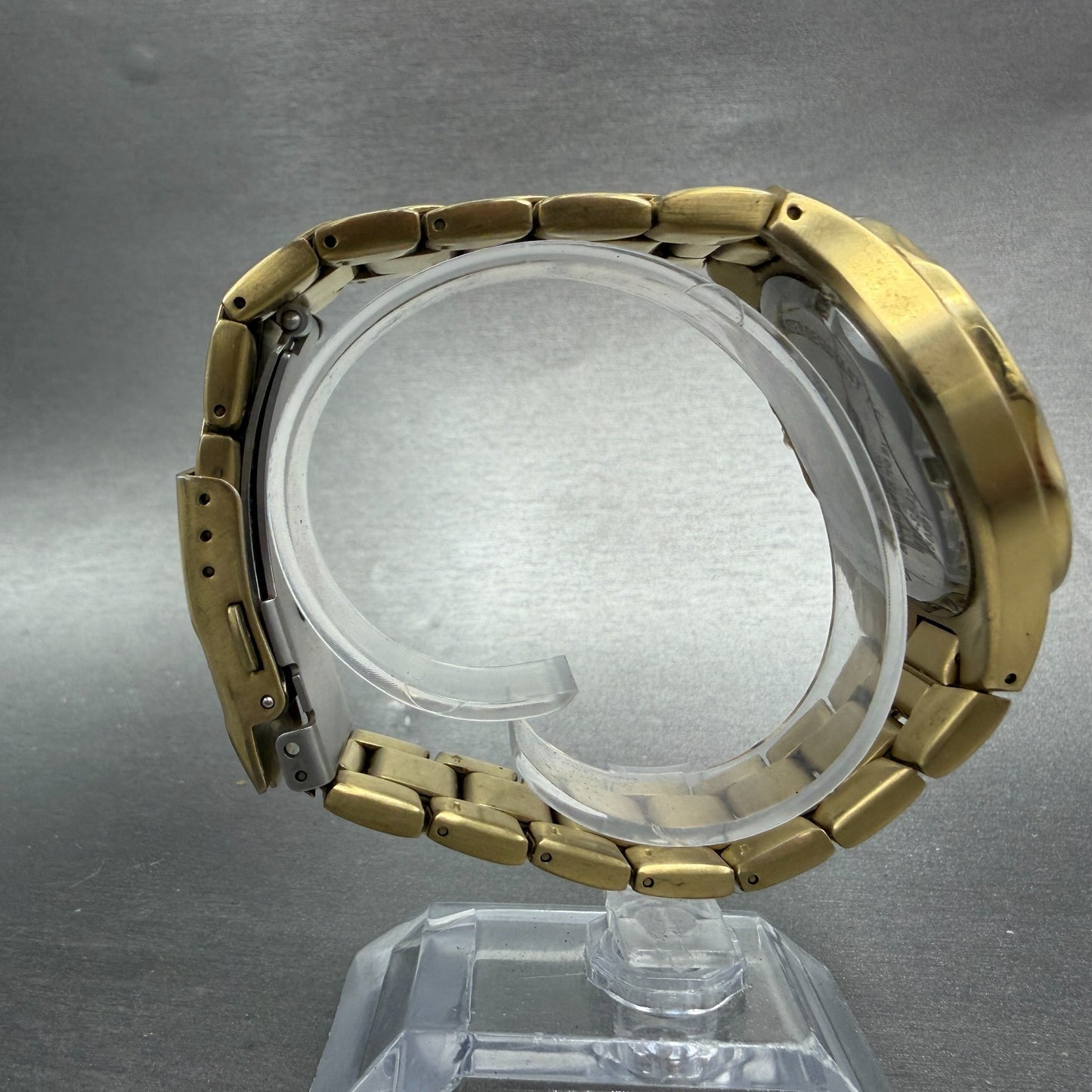 Fossil Dive Watch Men 40mm Black Dial Gold Tone Date Round AM-3542 New Battery8