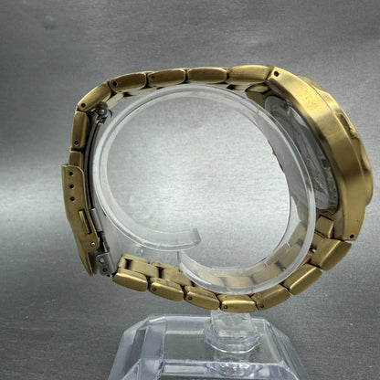 Fossil Dive Watch Men 40mm Black Dial Gold Tone Date Round AM-3542 New Battery8