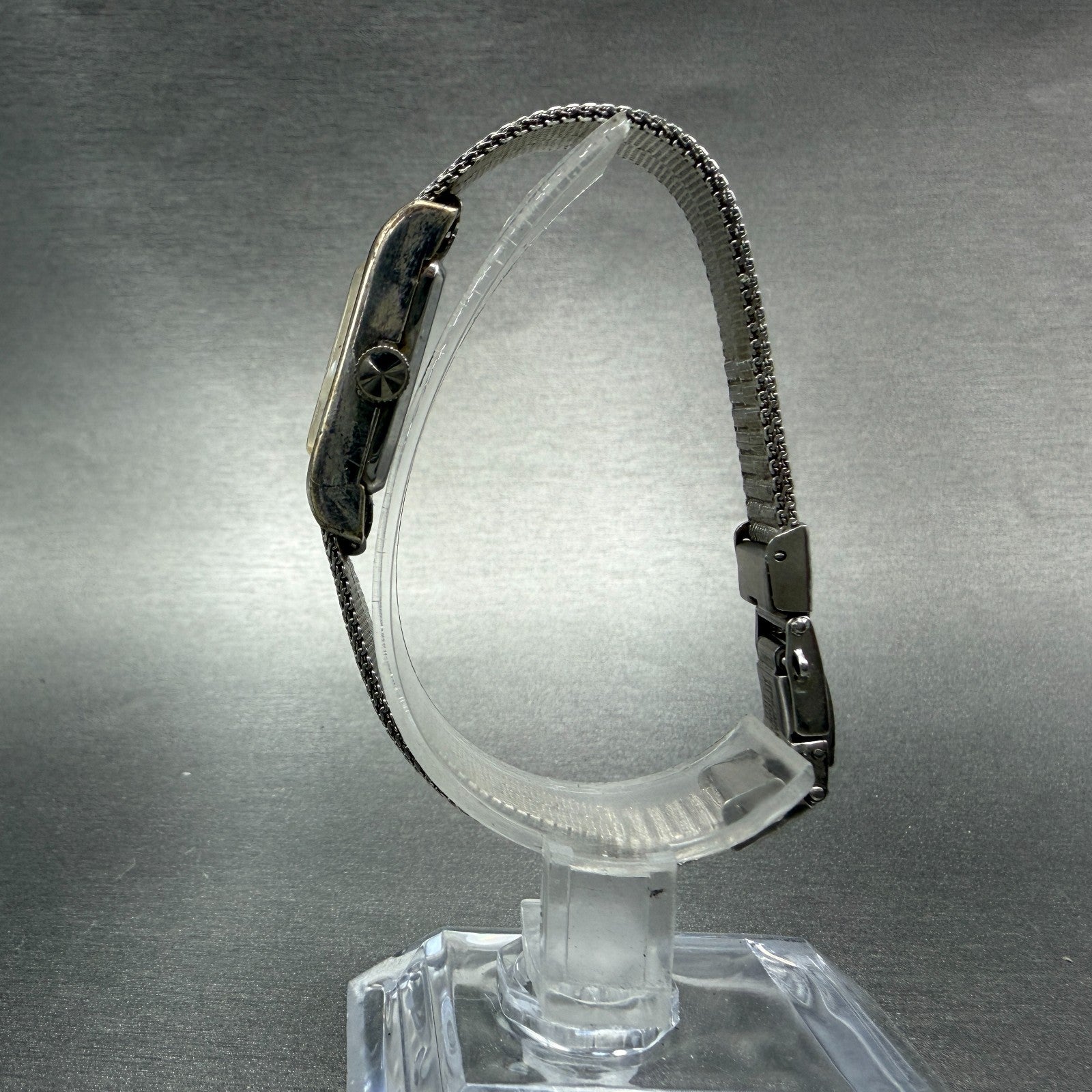 Seiko Tank Watch Women 15mm Brown Dial Silver Tone Rectangle Manual 11-4849 Runs6