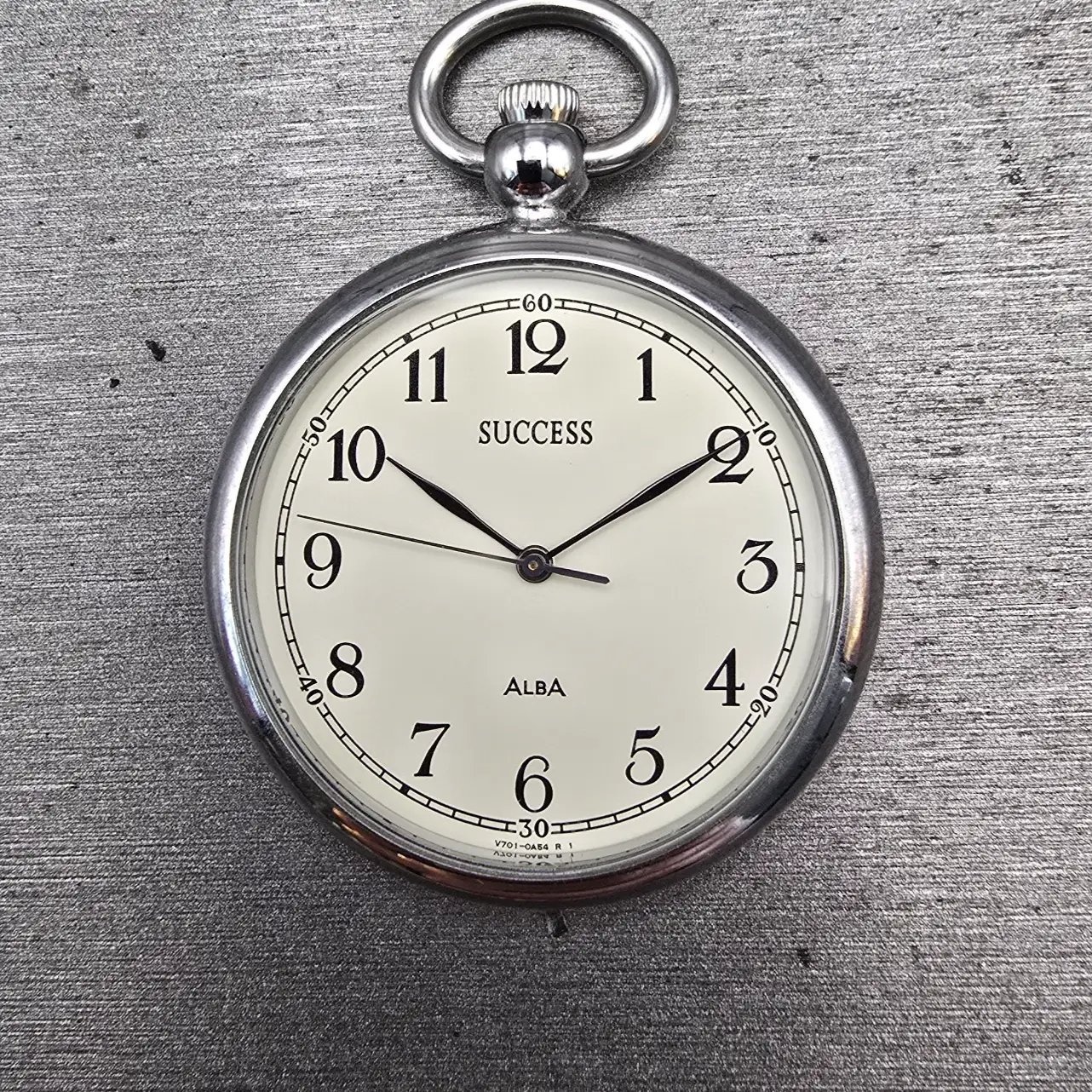 Seiko Alba Success Pocket Watch Men 36mm White Dial Silver Tone V701-0A30 NewBat0