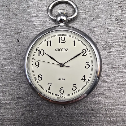 Seiko Alba Success Pocket Watch Men 36mm White Dial Silver Tone V701-0A30 NewBat0