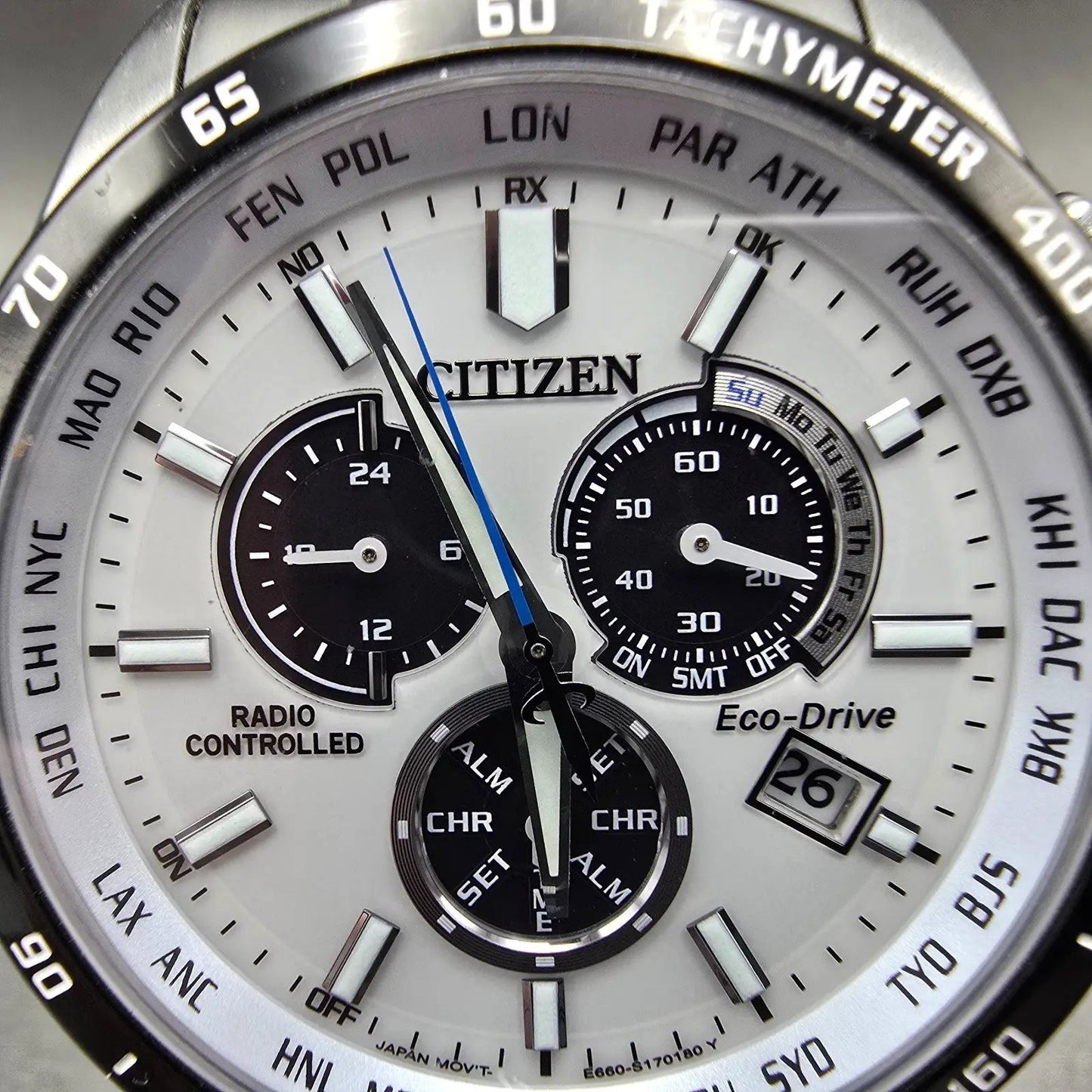 Citizen Eco-Drive Chronograph Watch Men 43mm White Dial Steel Perpetual Calendar1