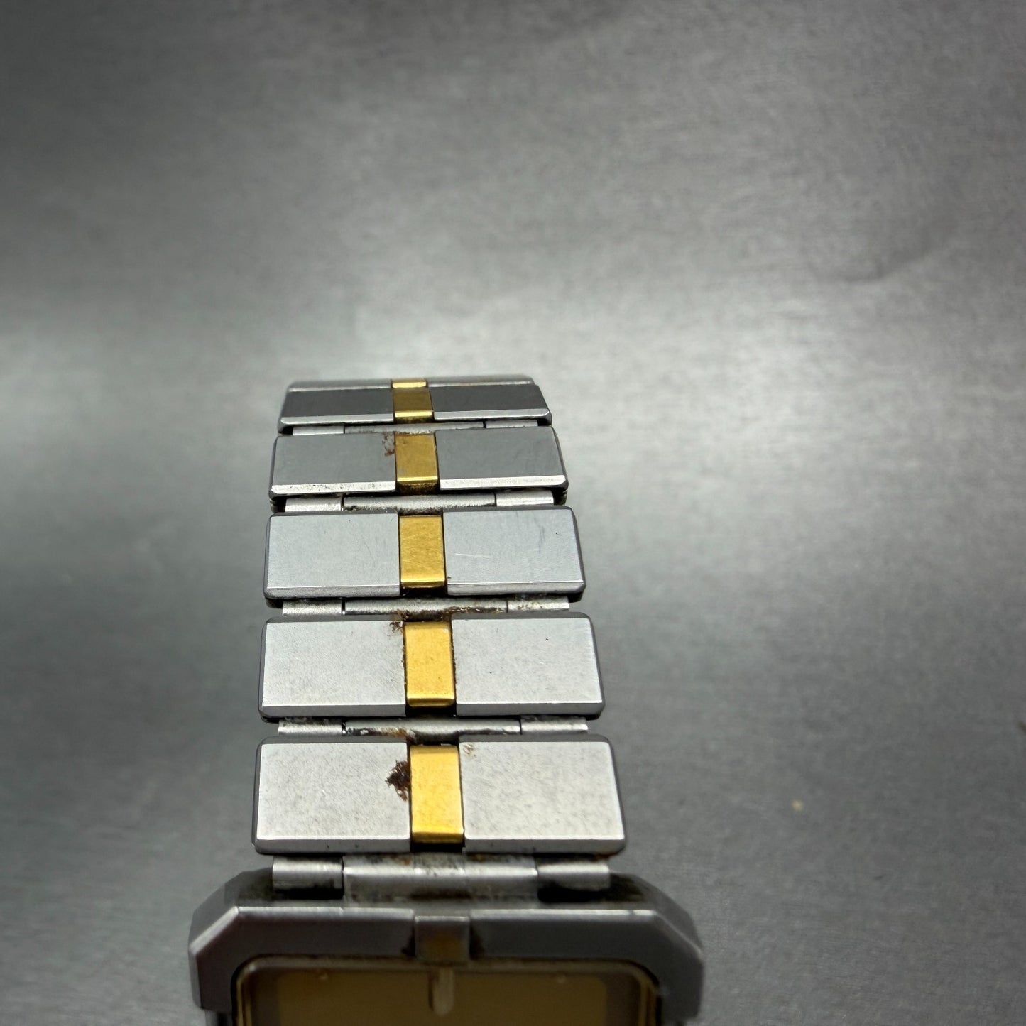 Seiko Tank Watch Men 24mm Champagne Dial Two Tone 5P30-5130 Rectangle PARTS5