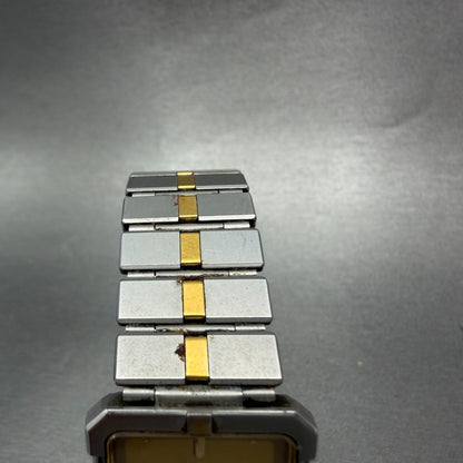 Seiko Tank Watch Men 24mm Champagne Dial Two Tone 5P30-5130 Rectangle PARTS5