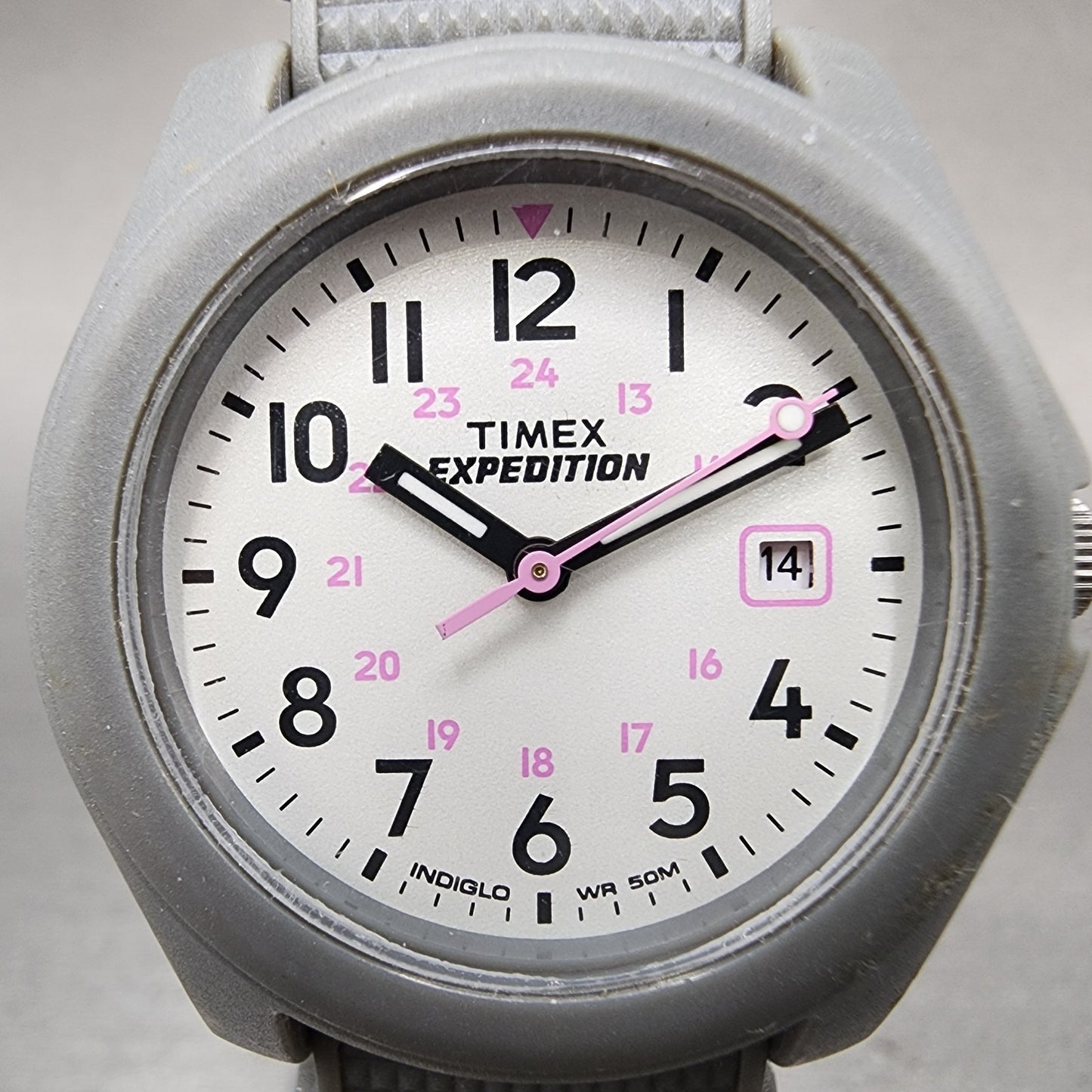 Timex Expedition Camper Watch Women White Dial Gray Date Round T42591 New Batt1