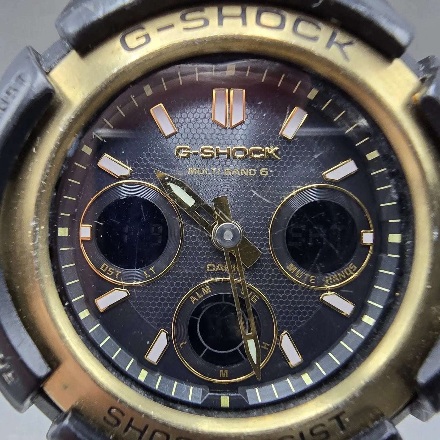 Casio G-Shock AWG-M100SBG Watch Men 49mm Black Gold Alarm Chronograph Solar READ2