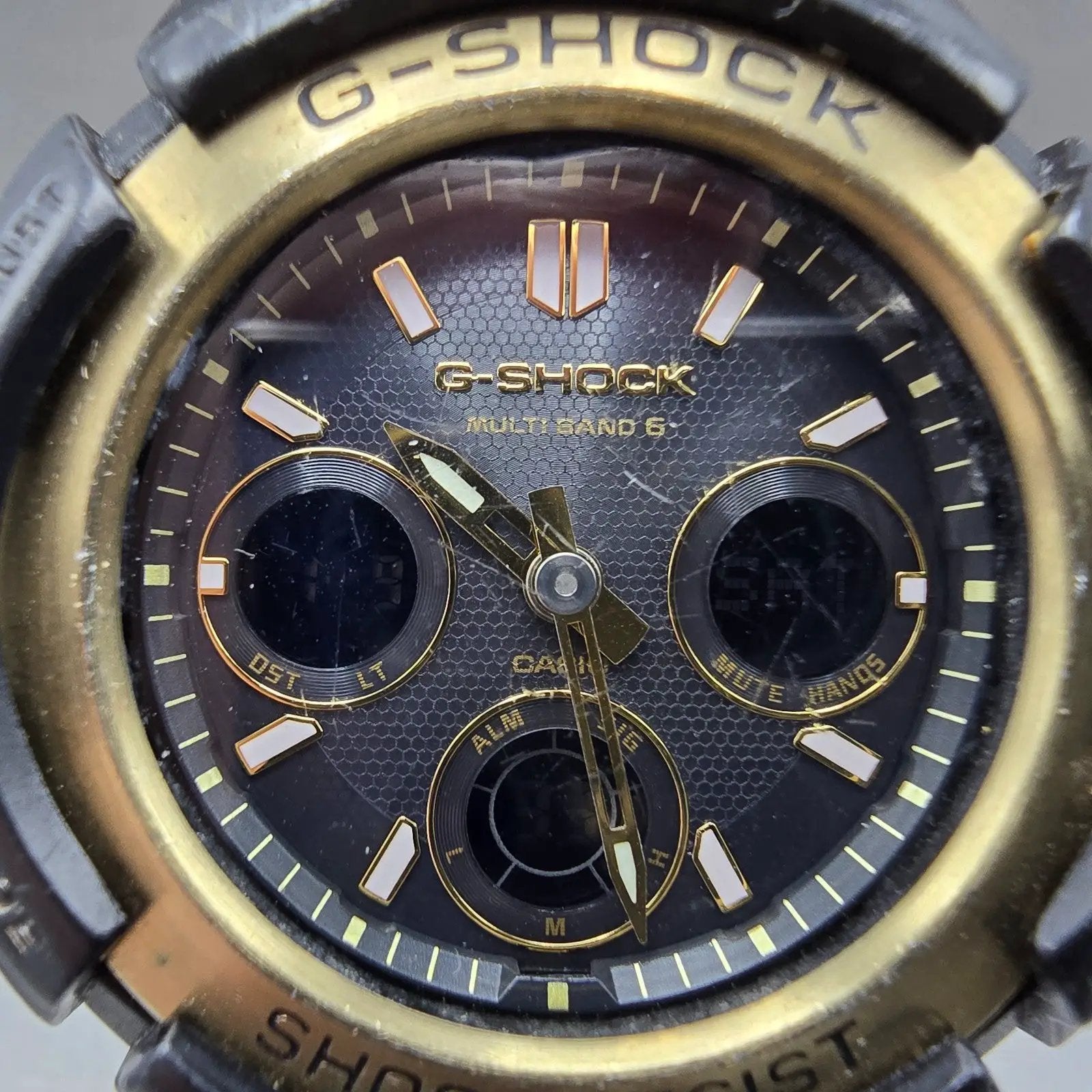 Casio G-Shock AWG-M100SBG Watch Men 49mm Black Gold Alarm Chronograph Solar READ2