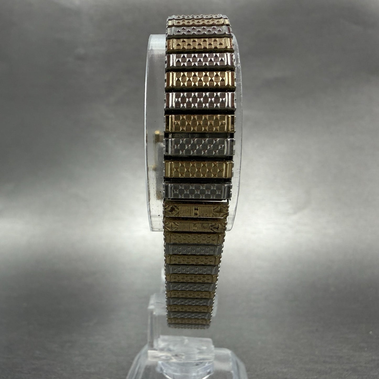 Seiko Tank Watch Women 18mm Champagne Dial two Tone Rectangle 7321-5510 New Batt7