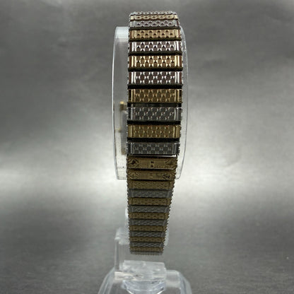 Seiko Tank Watch Women 18mm Champagne Dial two Tone Rectangle 7321-5510 New Batt7