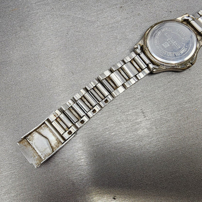 Givenchy Watch Men 35mm White Dial Silver Tone Round  Broken Bracelet PARTS10