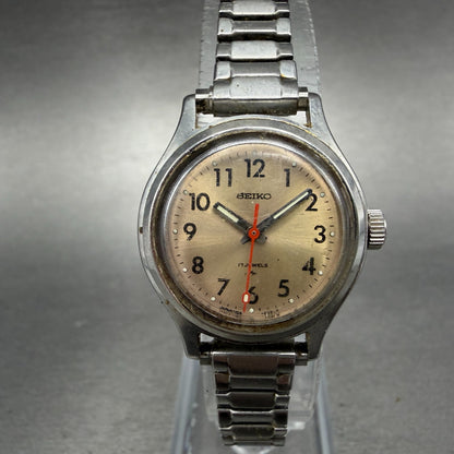 Seiko Watch Women 25mm Champagne Dial Silver Tone Manual Vintage 1104-0259 Runs0