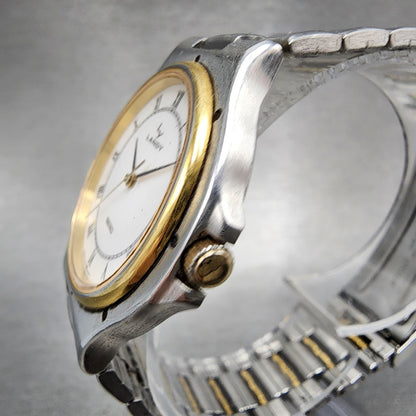 Seiko Landy Watch Men 34mm White Dial Two Tone 5p31-6b00 New Battery