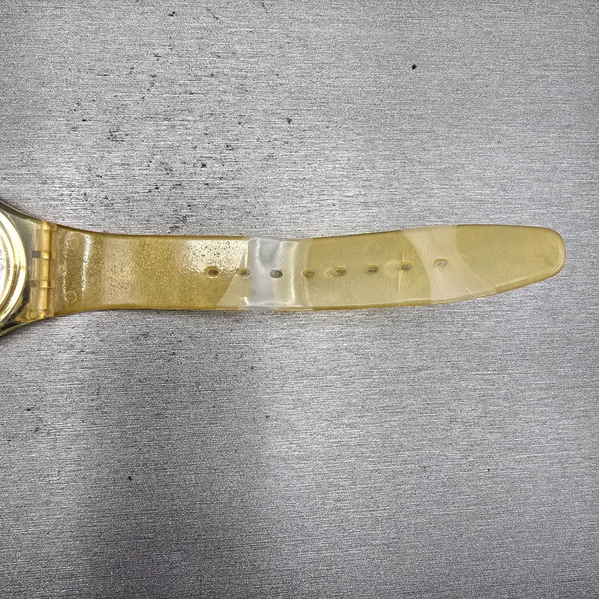 Swatch Golden Jelly Watch Men 34mm Skeleton Dial Clear Case READ! GZ115 New Batt7