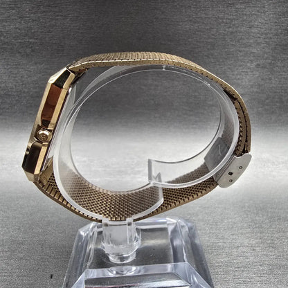 Seiko Spirit Watch Men 29mm Champagne Dial Gold Tone Rectangle 5E31-5A60 New Bat6