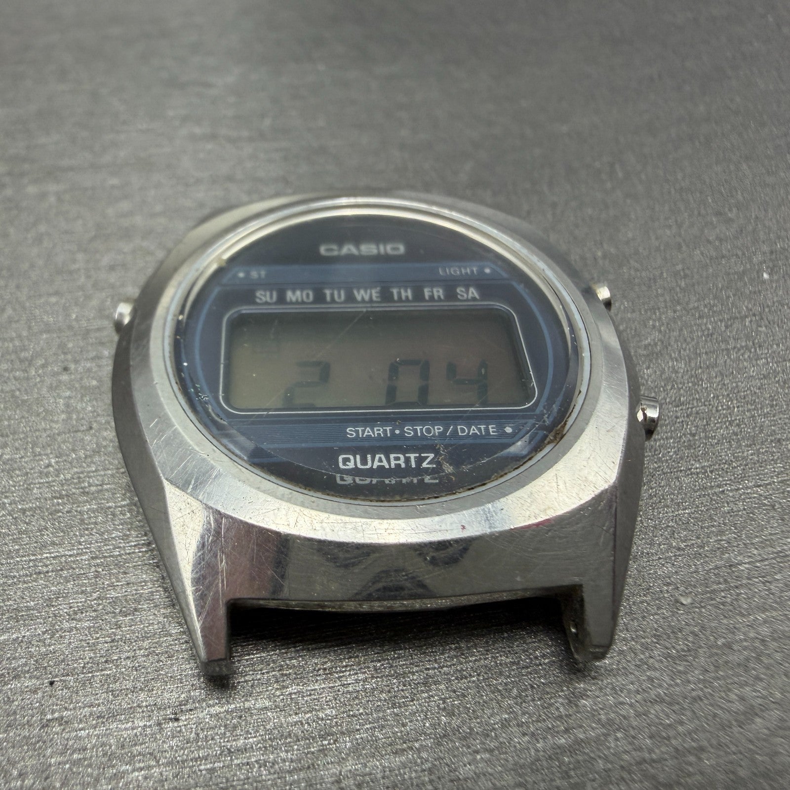 Casio 31QR29 Watch Men 34mm Digital Silver Tone Daydate Round New battery VTG2