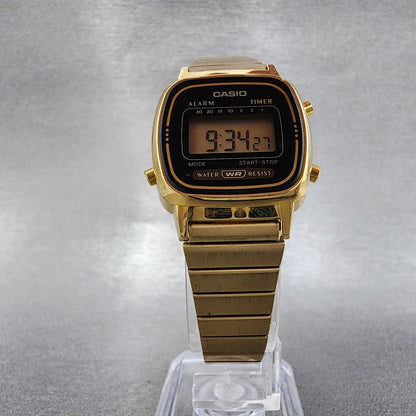 Casio LA670W Watch Women 24mm Digital Gold Tone Rectangle Alarm Chrono New Batt5