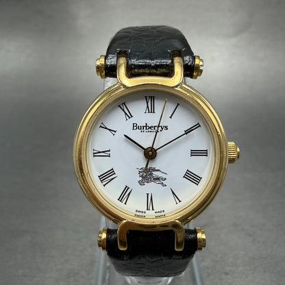 Burberry Watch Women 24mm White Dial Gold Tone Round 3200 New Battery0