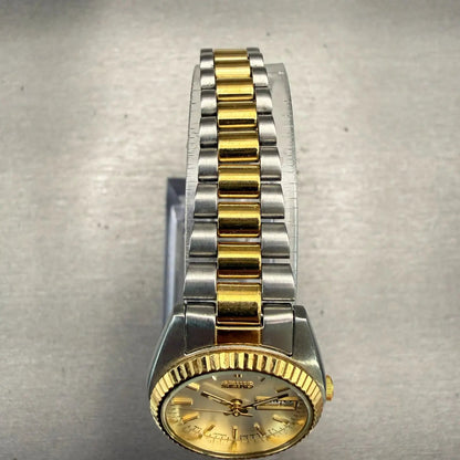 Seiko Watch Women 24mm Silver Dial Two Tone Daydate Round 7N83-0041 New Batt4