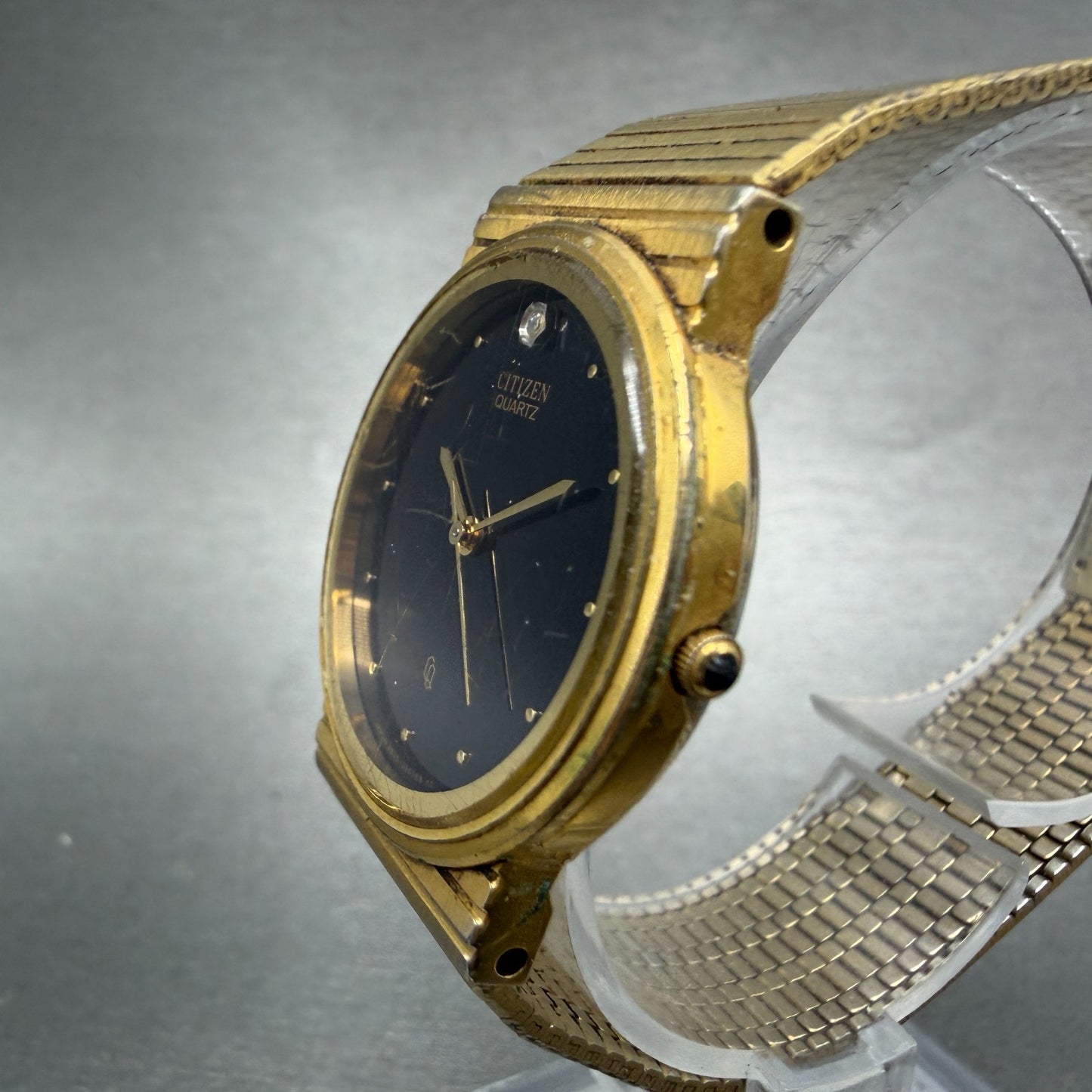 Citizen CQ Watch Unisex 30mm Black Dial Gold Tone Round 3630-361873 PARTS VTG3