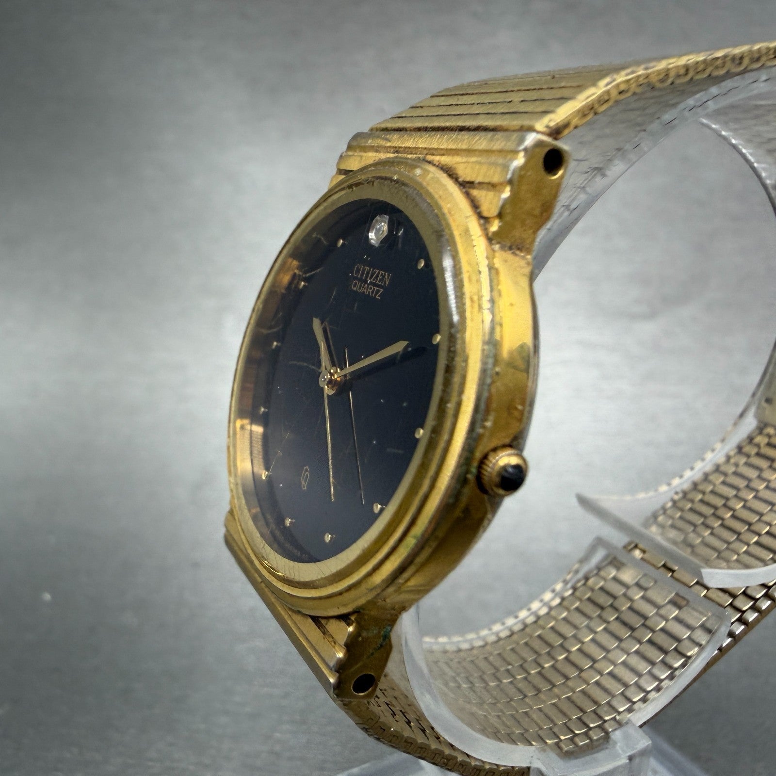 Citizen CQ Watch Unisex 30mm Black Dial Gold Tone Round 3630-361873 PARTS VTG3