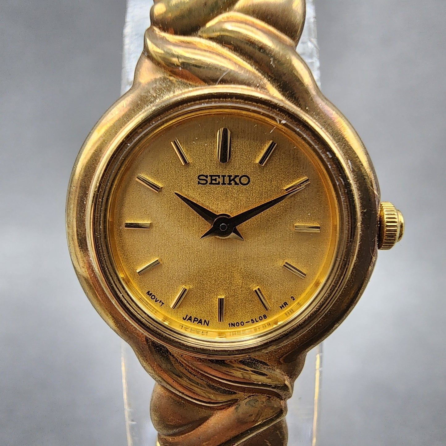 Seiko Watch Women 19mm Chamapgne Dial Gold Tone Round 1n001h40 New Battery1
