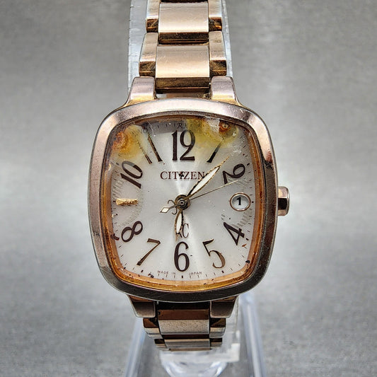 Citizen EcoDrive XC Watch Women 25mm White Dial Rose Gold Date H058 Runs0